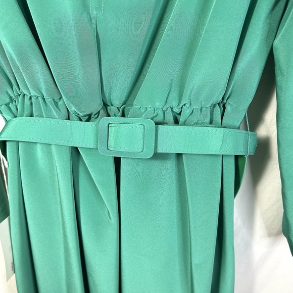 NWT Vintage 80s Henry Lee Emerald Green Draped Midi Dress Size 12 Made In USA - Picture 5 of 14